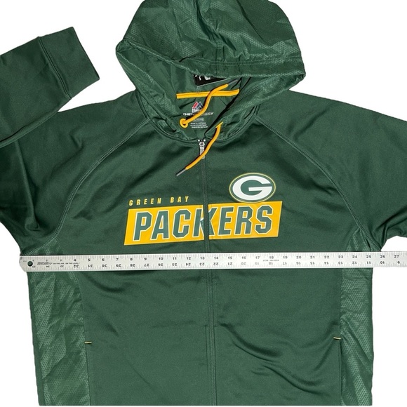 MAJESTIC Green Bay Packers NFL Full Zip Therma Base Hoodie Jacket Warm sz XL - Picture 12 of 12